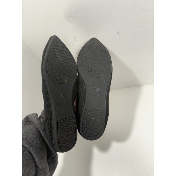 Rothys Womens The Point Flat Size 8 Black Knit Slip On Ballet Shoe Washable - Picture 5 of 8